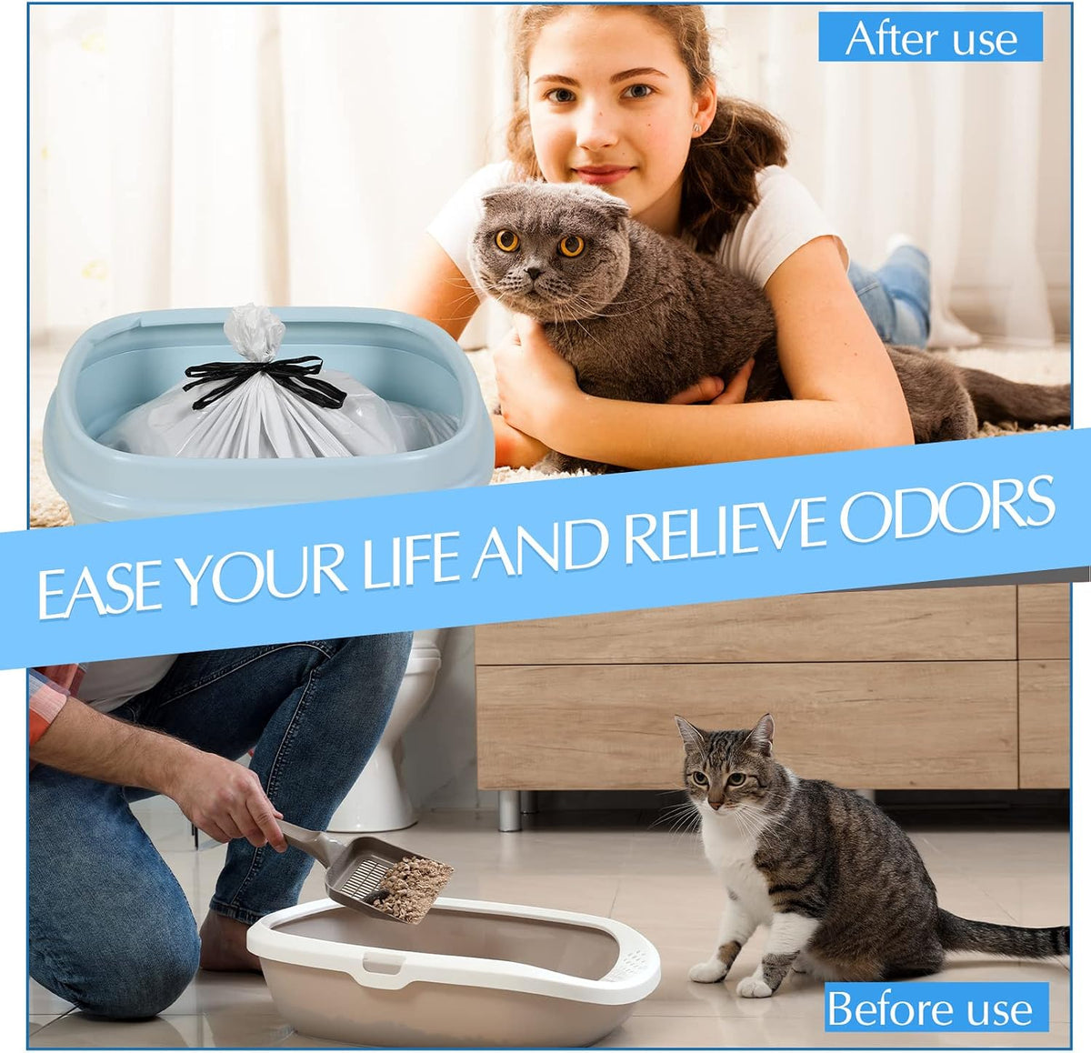 Jutom 28 Count Sifting Litter Box Liners, Cat Box Liners with Holes