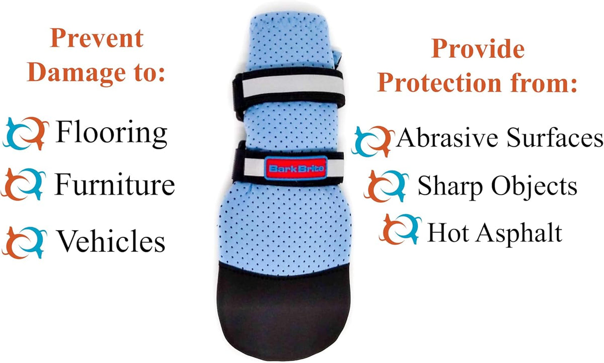 Bark Brite Lightweight Neoprene Paw Protector Dog Boots Designed for Comfort and Breathability in 5 Sizes (Blue Md)