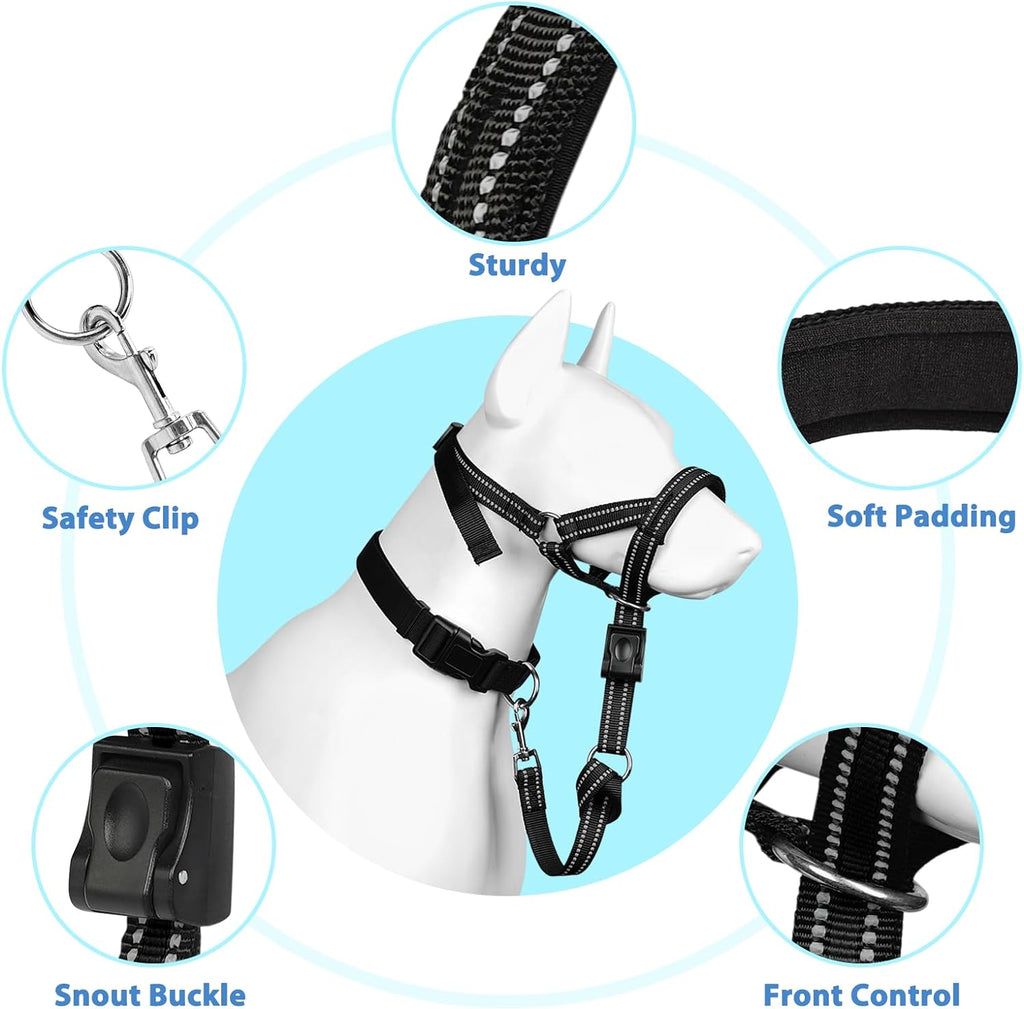 BARKLESS Soft Dog Head Collar, Patented Padded No Pull Training Head Halter