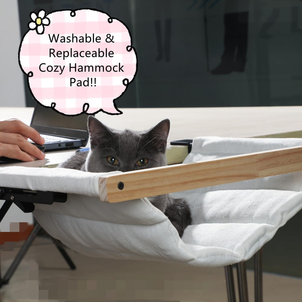 SHENGOCASE Foldable Desk Cat Hammock Perch Bed with Removable and Replaceable Pad,End Table Side Cat Bed Attachment Mount