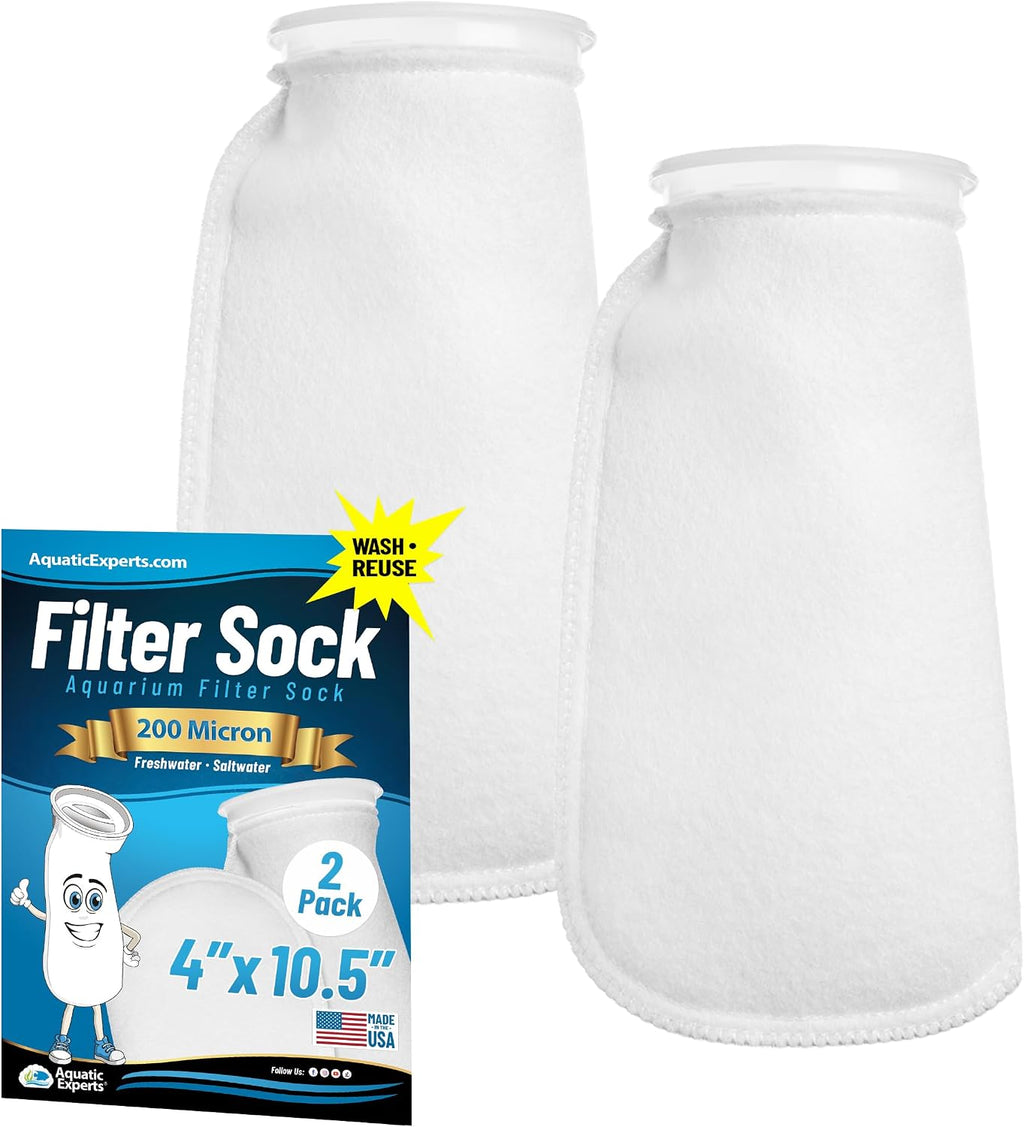 Aquatic Experts Felt Filter Socks – 4 Inch Ring Style, 200 Micron Aquarium Filter Sock for Sumps & Aquariums (4" x 14", 2 Pack)
