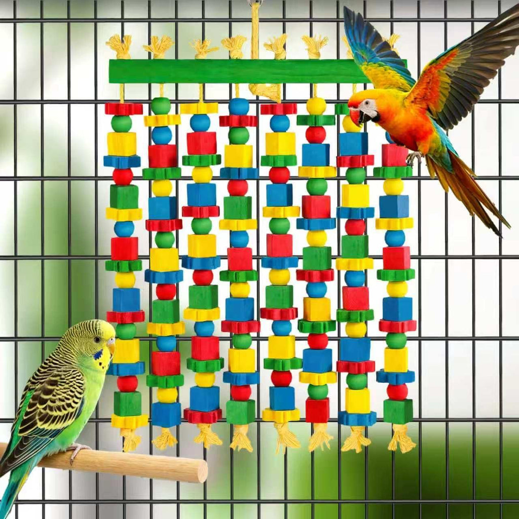 Large Parrot Toy, Natural Wood Bird Toys Bird Chewing Toys for Macaws, African Grey, Cockatoos, Amazon Parrots, Conures, Lovebirds, Budgies