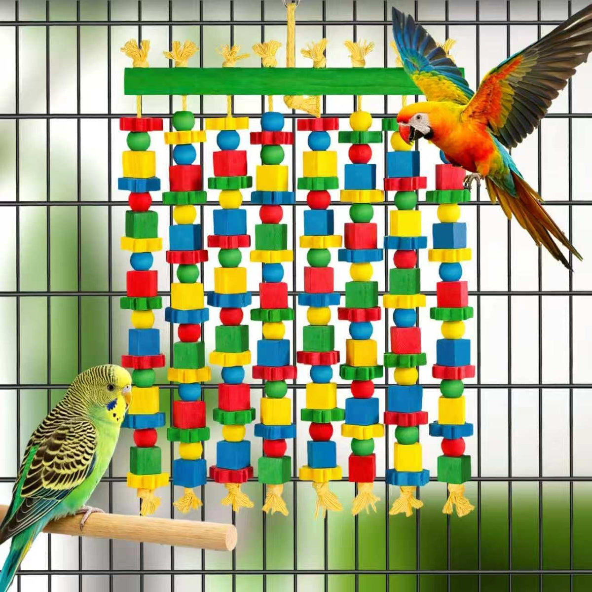 Large Parrot Toy, Natural Wood Bird Toys Bird Chewing Toys for Macaws, African Grey, Cockatoos, Amazon Parrots, Conures, Lovebirds, Budgies