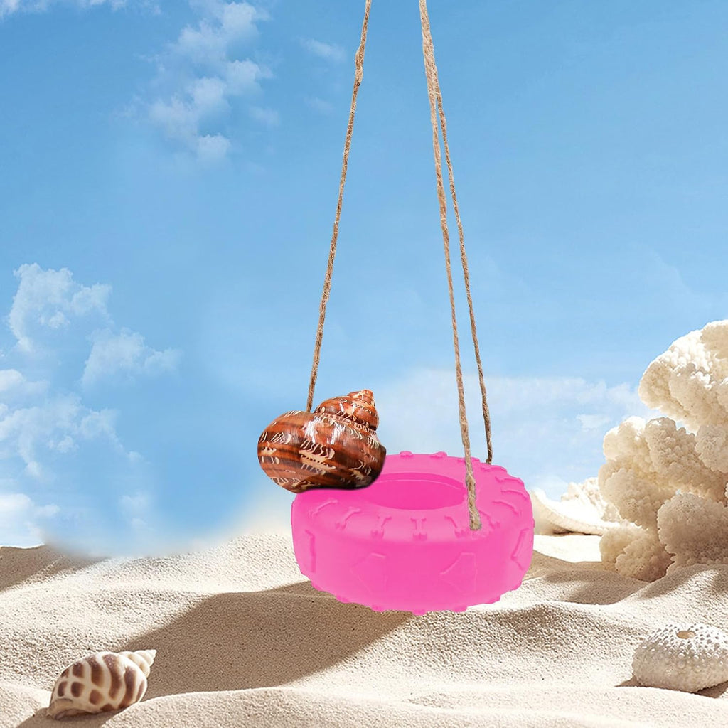 Hermit Crab Tire Swing Toy, Hermit Crab Climbing Toy, Reptile Tank Aquarium Decoration Accessory, Suitable for Small to Medium Sized Hermit Crabs Frog, 3.7 Inches in Diameter