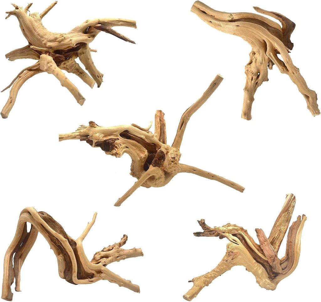 WDEFUN Natural Spiderwood for Aquarium Decor 5-Piece 4''-8'' Long Natural Driftwood Branches for Fish Tank Decorations