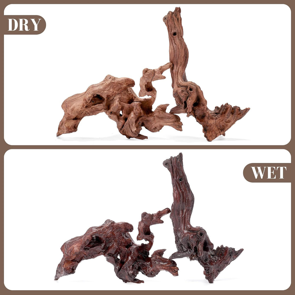 Driftwood for Aquarium, 2PCS 8–10 Inch Natural Aquarium Driftwood for Fish Tank Decor, Aquascaping, Reptile Tanks & Terrariums