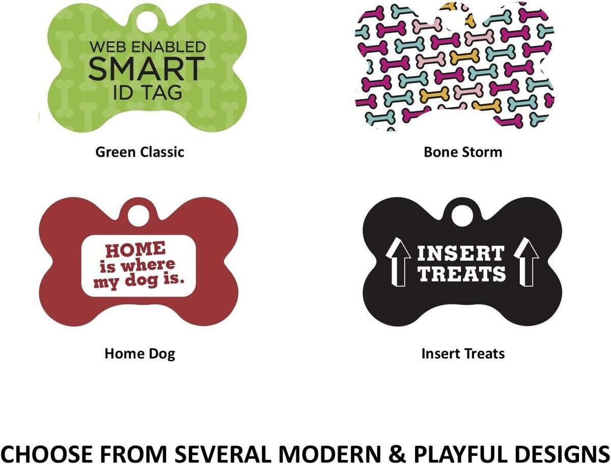 Dynotag® Web Enabled Super Pet ID Smart Tag with DynoIQ™ & Lifetime Recovery Service. Play Series: Bone (Insert Treats)