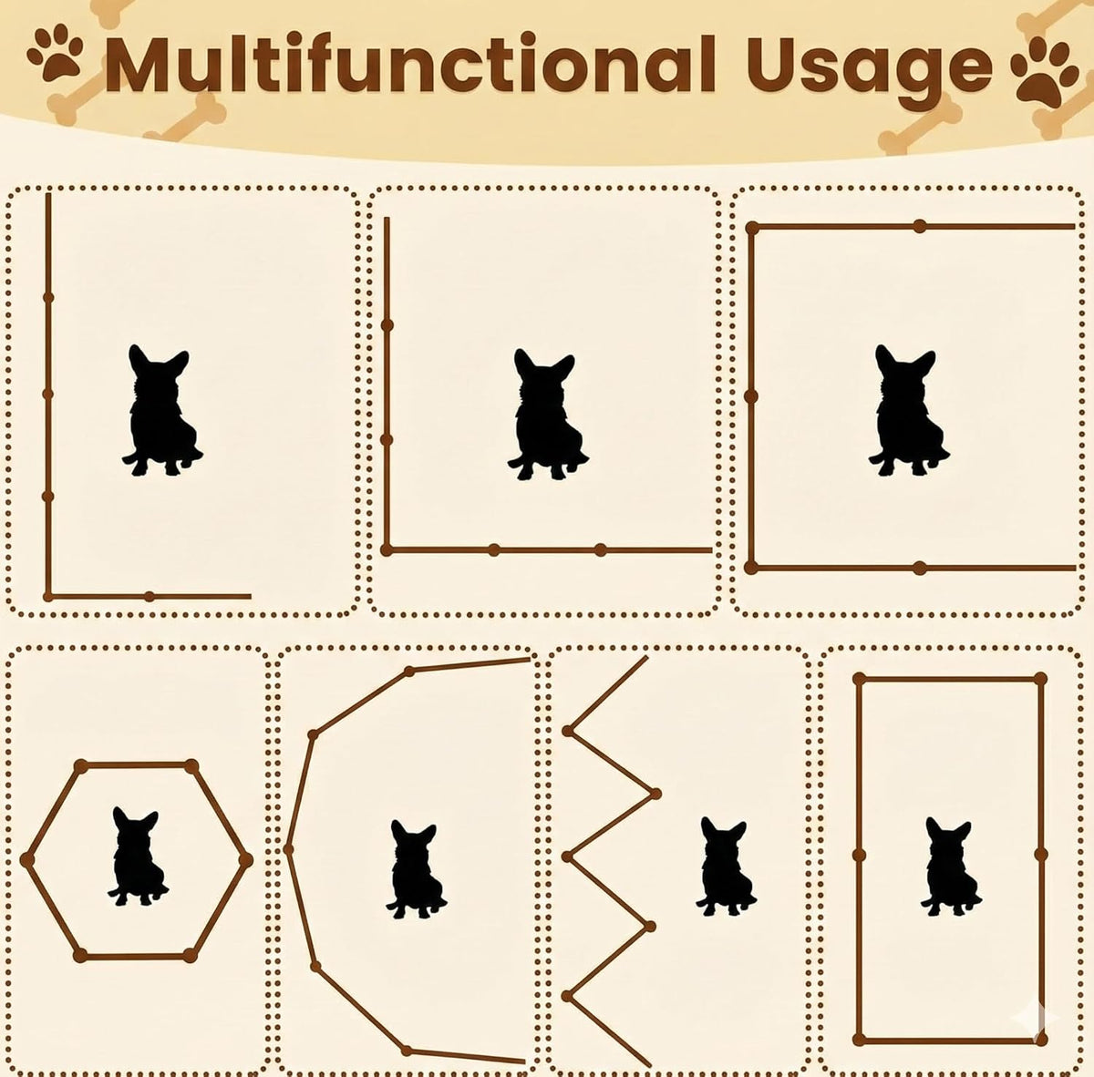 6-Panel Clear Acrylic Freestanding Dog Gate, Folding Pet Barrier