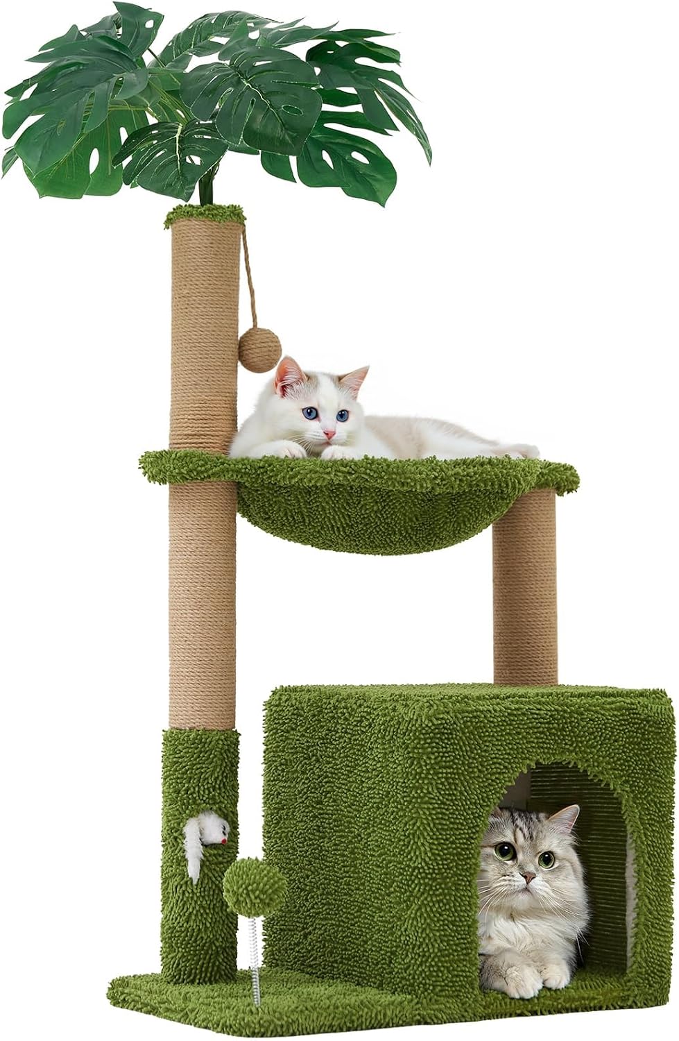 Woochpet 38'' Cat Tree Tower with Scratching Posts Cat Condo Green-1