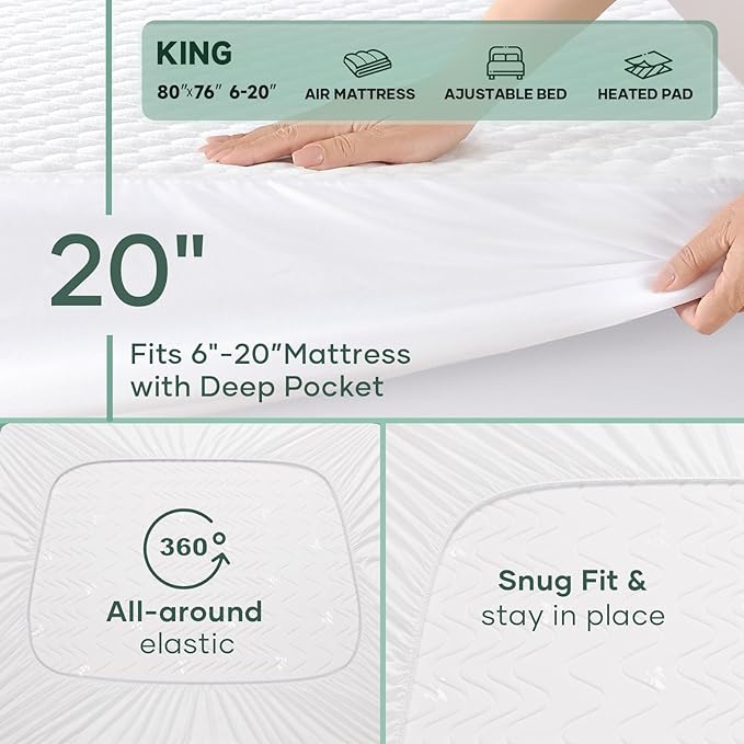OhGeni 100% Waterproof Mattress Protector, King Size Mattress Soft Pad - Image 5
