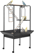 Versatile Bird Cage Stand with Wheels – Perches & Ladders, Black Hammer Finish Finish – Indoor/Outdoor Parrot Playstand for Conures, Macaws, Budgies, Cockatiels, Lovebirds, Parakeets
