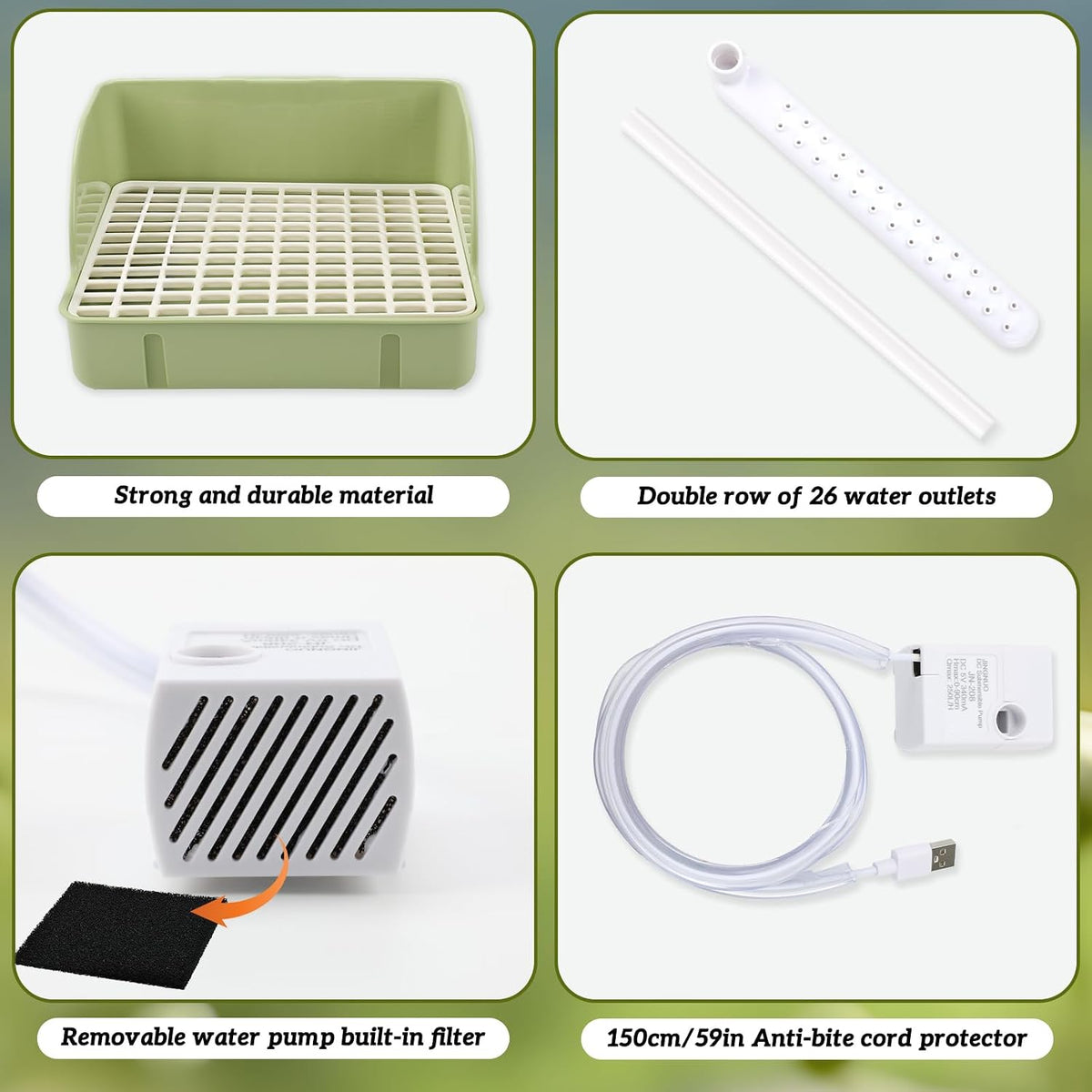 Automatic Bird Bath Fountain, USB Powered Bathtub for Parrots