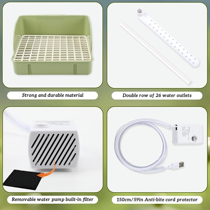 Automatic Bird Bath with Pump, Parrot Bathtub with Anti-Bite Cord Protector - Image 4