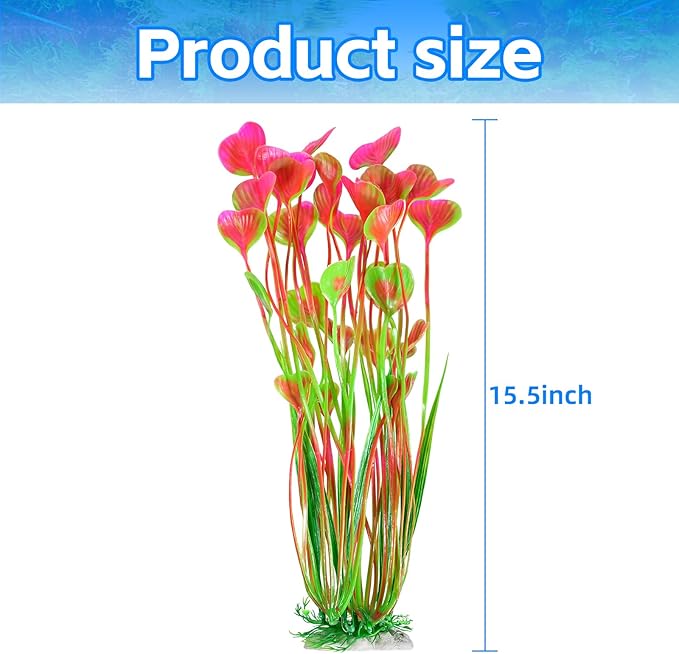 AQUANEAT Artificial Fish Tank Plants, Plastic Aquarium Accessories Large - Image 3