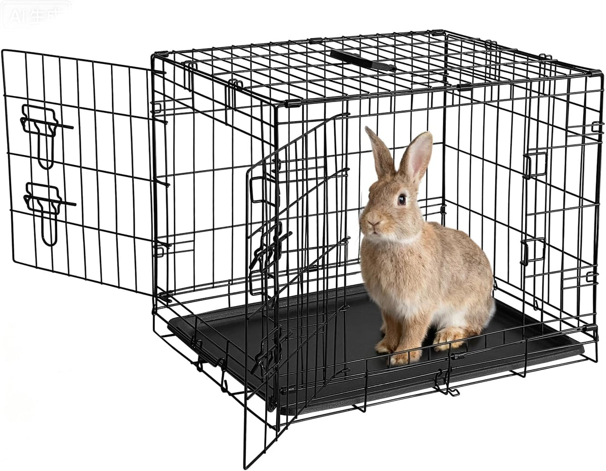 GarveeLife Rabbit Cage, Portable Rabbit Carriers with Slide Out Tray, Top & Front Door, Folding Small Critter Carriers Cage for Bunny, Ferret, Chinchilla, Cat, Rat (48Inch)