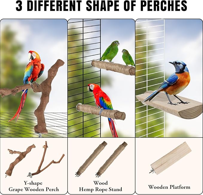 REHALY Large Bird Perch Stand, Paw Grinding Forks, Stand & Toys - Image 4
