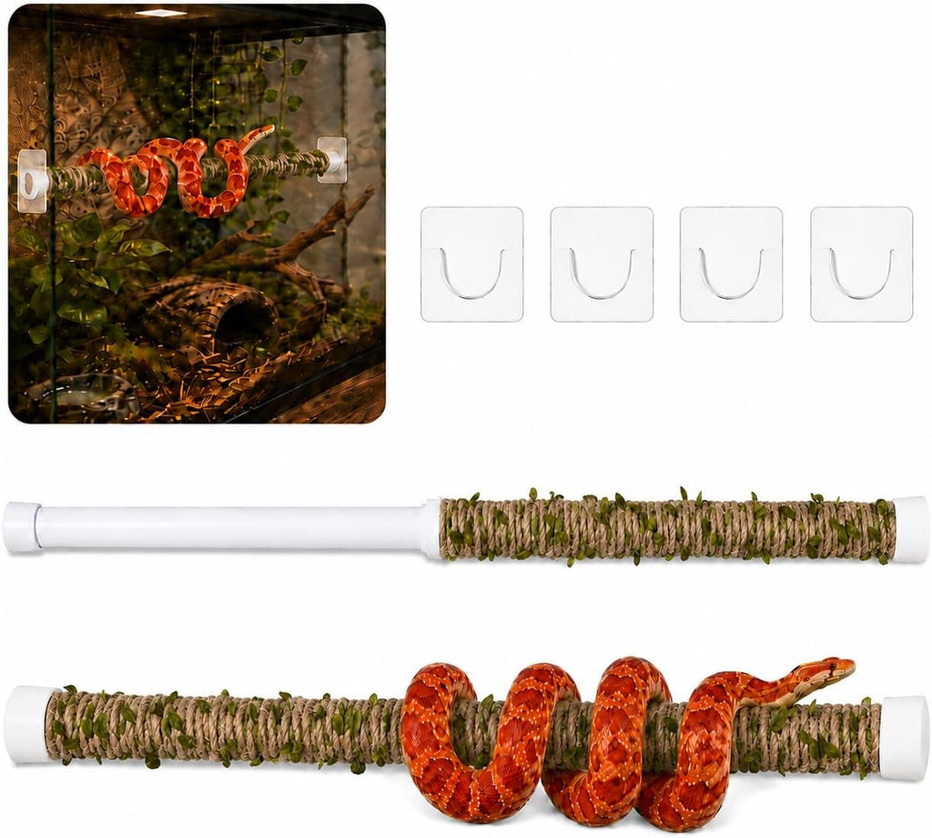 Adjustable Snake Perch, 15.55-24.4 Inch Telescopic Climbing Stick, Ball Python Climbing Accessories, Swing Enrichment Toy and Tank Decor for Corn Snakes and Ball Pythons