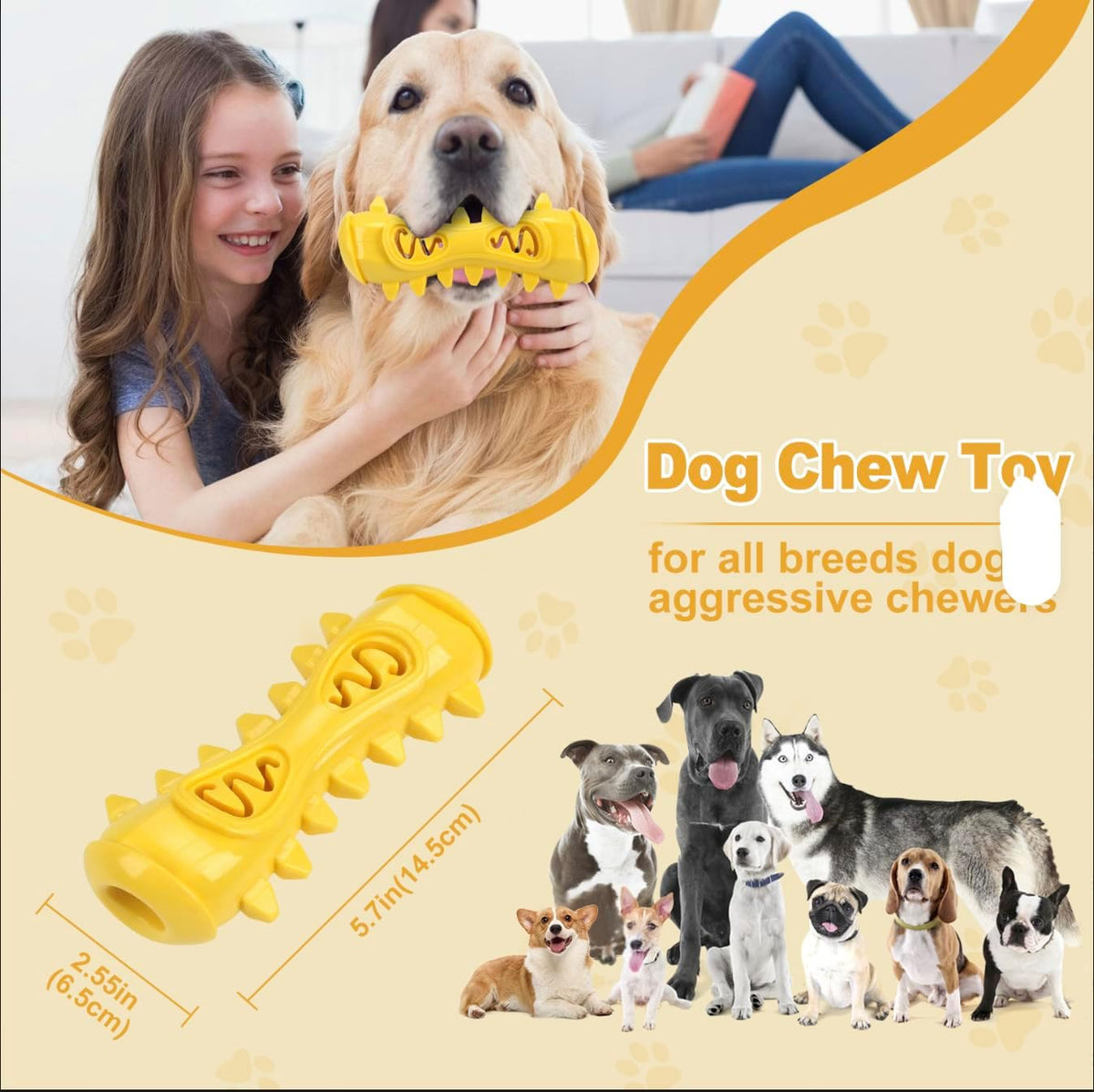 Dog Toothbrush Chew Toy – Durable Dog Dental Toy for Teeth Cleaning, Food Grade Rubber, Interactive Dog Toy