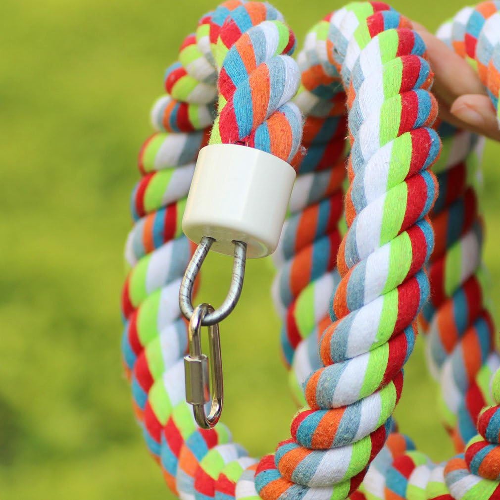 Kintor Bird Rope Bungee Perch,Cotton Chew Toy Swing for Medium Large Parrot