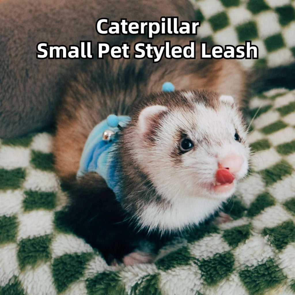 Ferret Harness and Leash Set - Small Animal Soft Fleece Vest with Safe Bell Halloween Outfit Adjustable Traction Rope Outdoor Walking Training Leash for Ferret Bearded Dragon Kitten Rabbit (Pink)