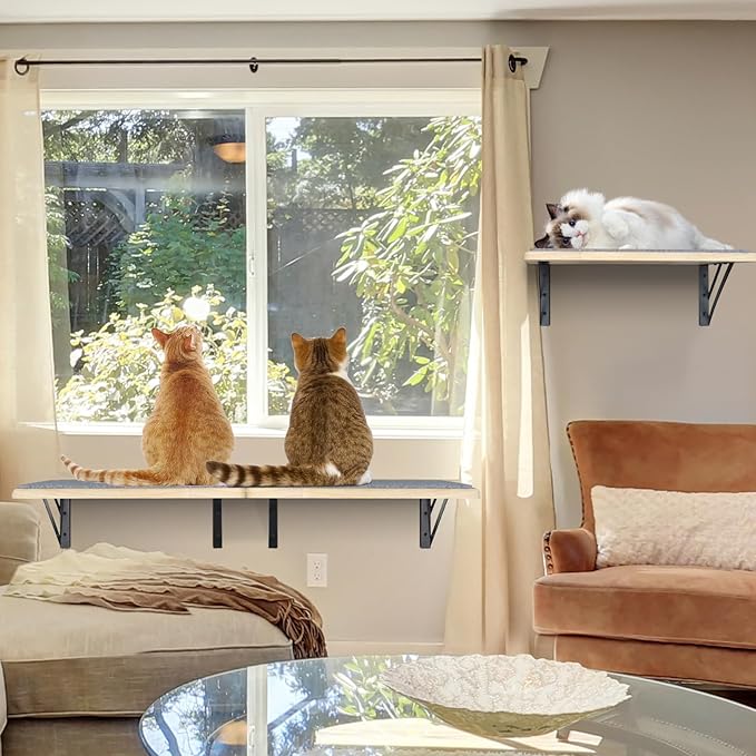 Burlywood Cat Shelves: Set of 4 Wood Cat Furniture Indoors - Image 6