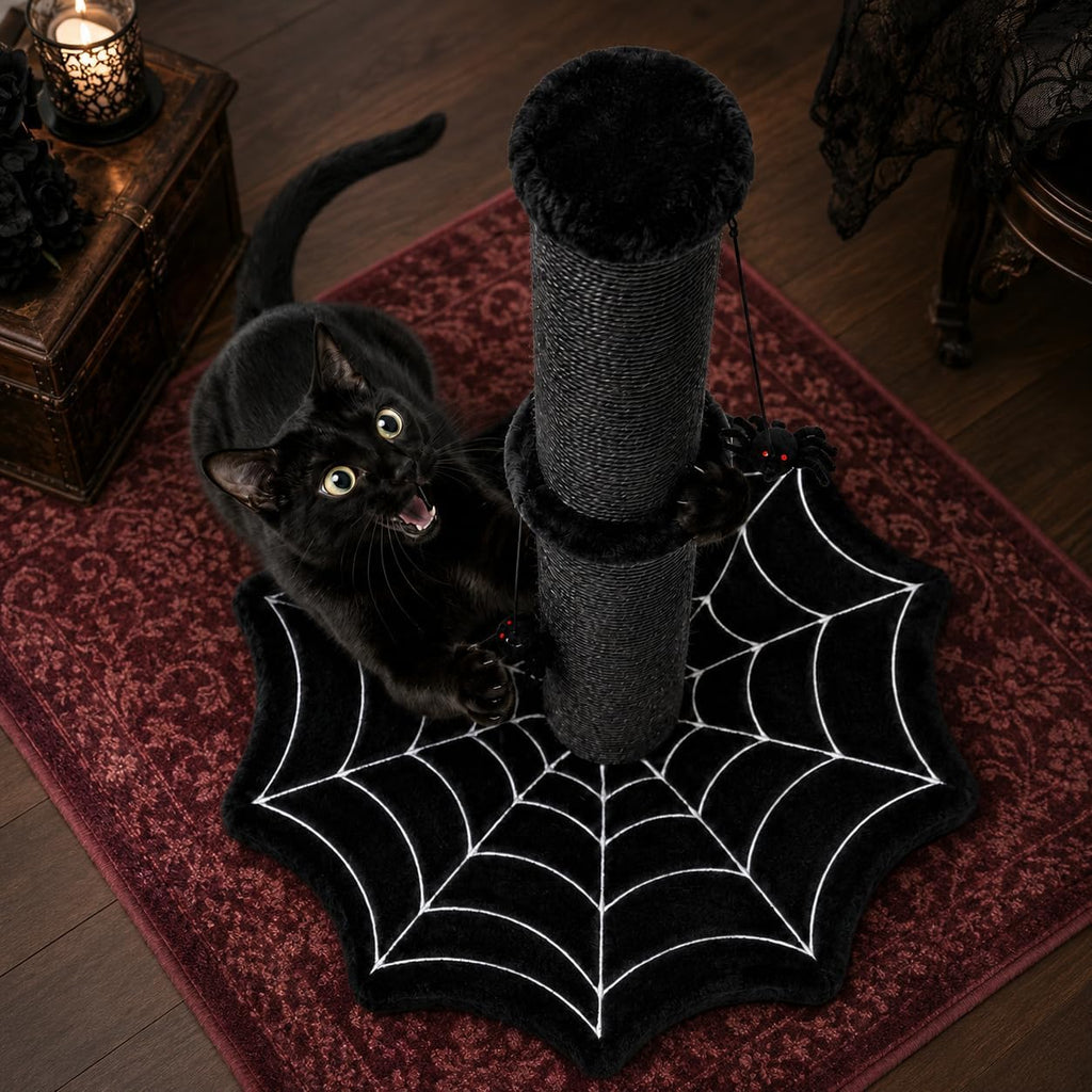Gothic Cat Scratching Post with Spider Toys for Indoor Cats