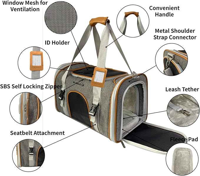 Mr. Peanut's Expandable Airline Approved Soft Sided Pet Carrier, Luxury Travel - Image 4