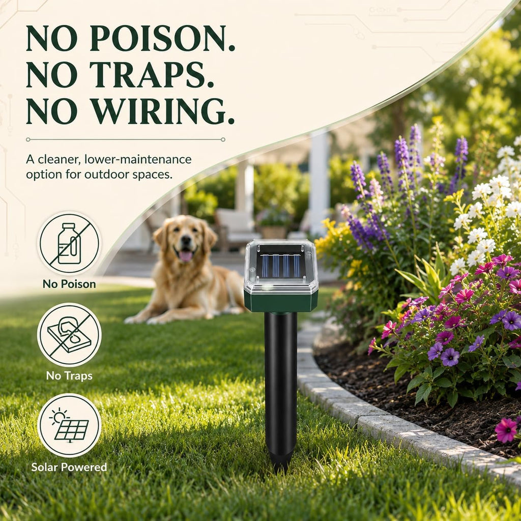 Mole Repellent 10Pack Solar-Powered Snake Repellent Outdoor, Gopher Repellent for Lawn Garden Yard, Mole and Vole Repeller Waterproof, Effectively Repels Gophers Snake