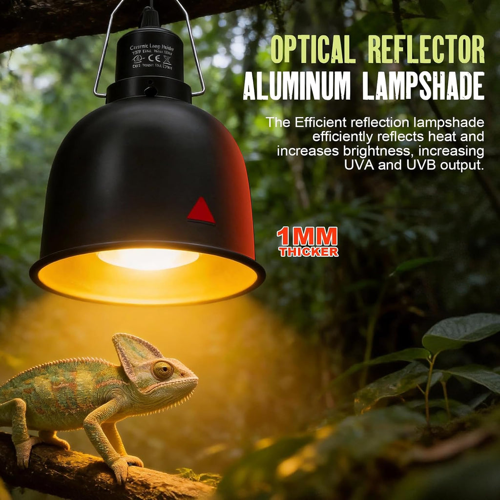 2-Pack Reptile Light Fixture 5.5in Deep Dome Reptile Lamp Fixture Heat Lamp Fixture for Heat/UVA/UVB Bulb Basking Lamp Max 160W for Reptile Habitat