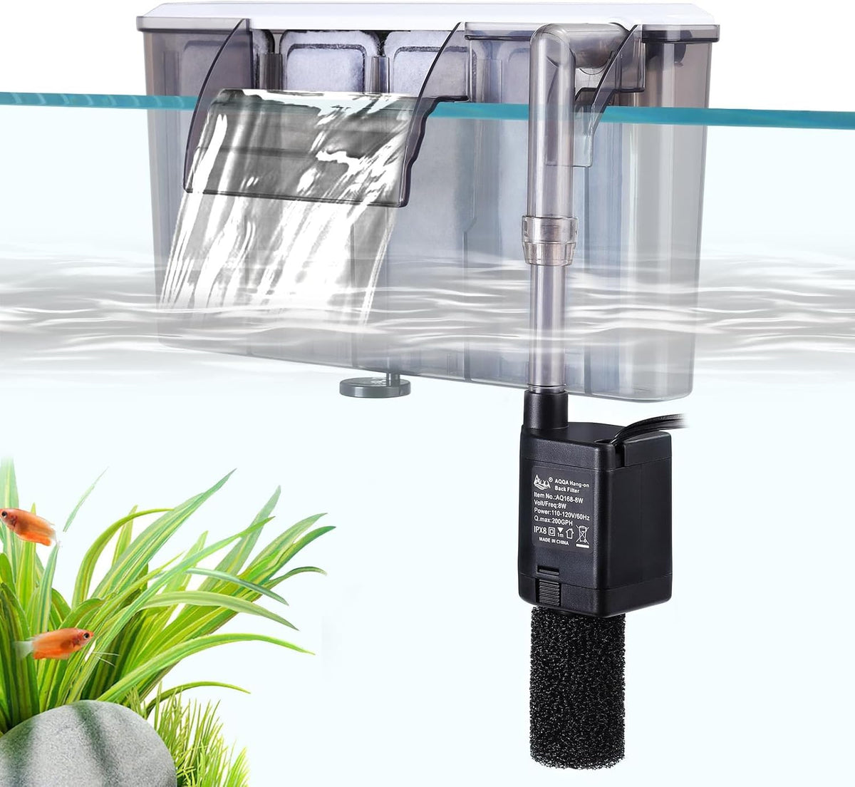 AQQA 16 Packs Aquarium Filter Cartridges with Activated Carbon
