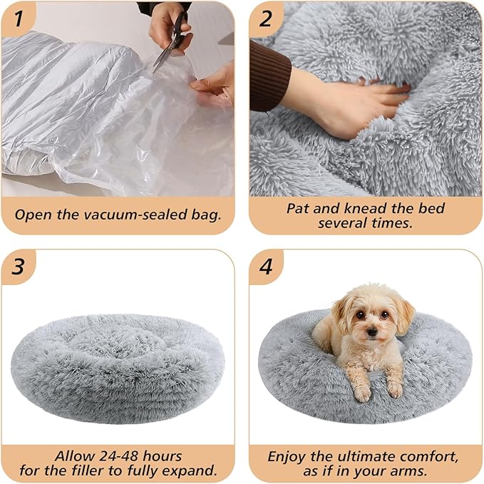 JOLLYVOGUE Calming Dog Bed Medium Size Dog, Anti-Anxiety Donut Medium Pet Bed - Image 8