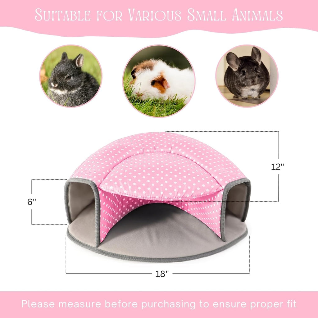 Guinea Pig Hideout Tunnel Bed, Washable Soft Small Animal Hideaway for Ferret, Chinchilla, Dwarf Bunny - House Pet Cage Accessory