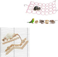 Jevnd Rat Climbing & Chewing Activity Set - Hemp Rope Net & Adjustable Wooden Ladder Combo for Small Pets - Includes Hanging Bridge and Multi-Level Platforms for Rats Mice Parrots and Birds