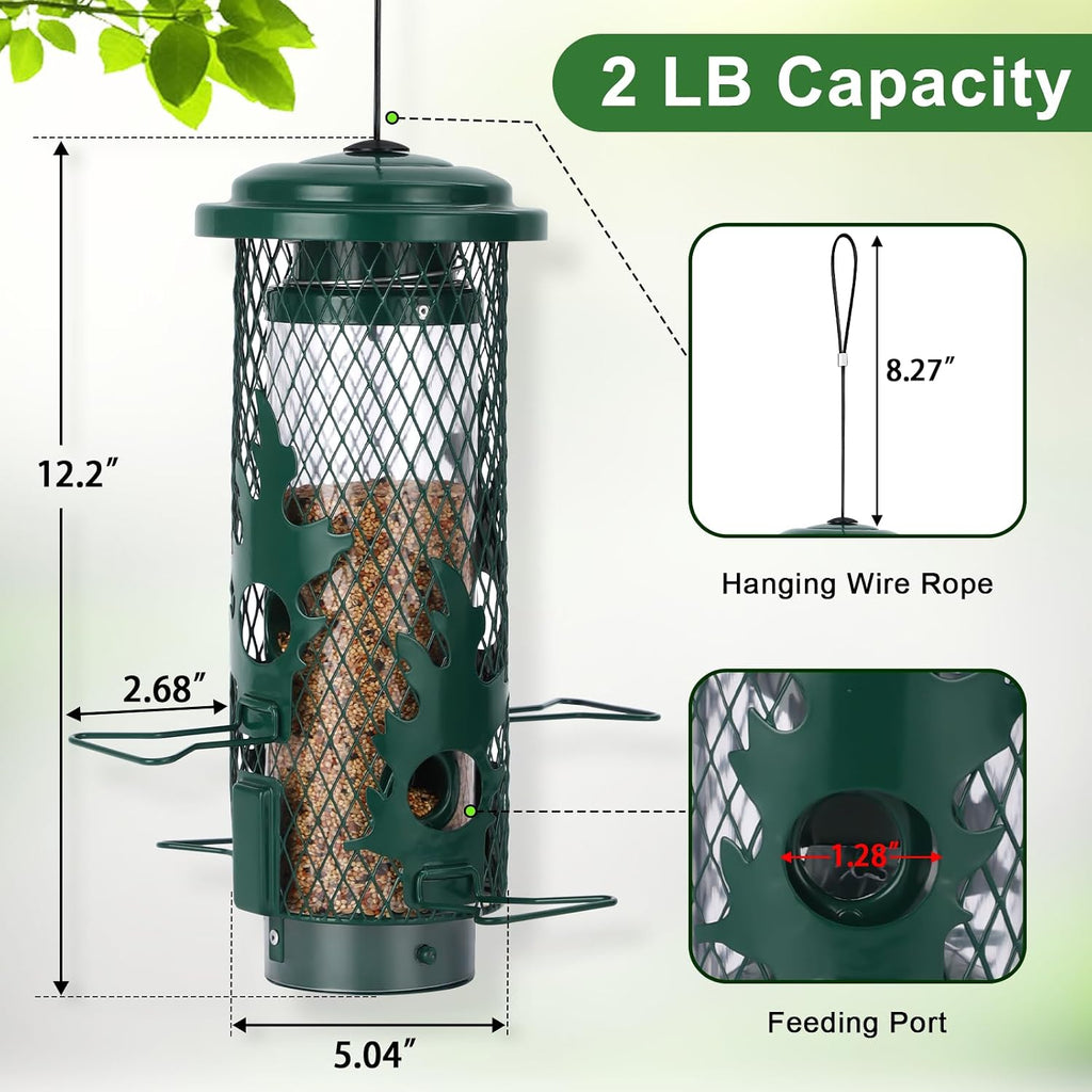 Squirrel Proof Bird Feeder & Double Shepherd Hook for Outdoor