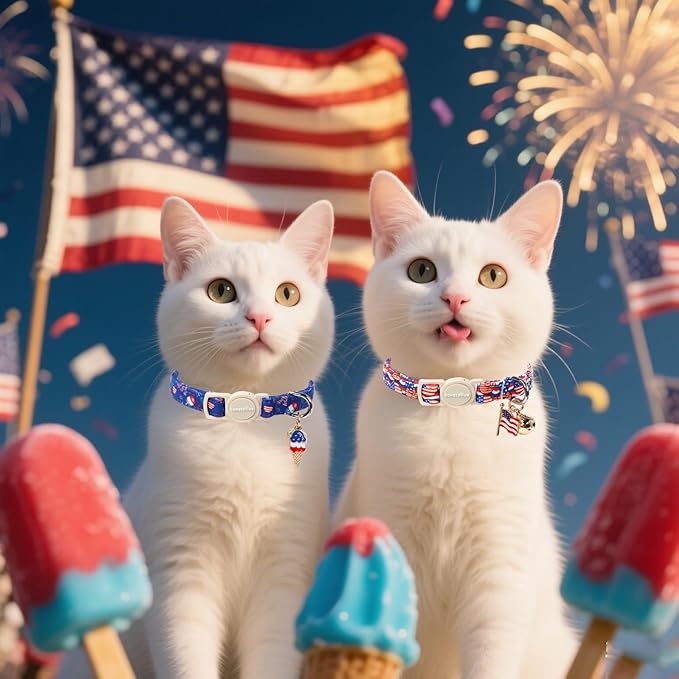 Lionet Paws 2pcs Pack 4th of July Cat Collar, Summer Cat Collars - Image 2