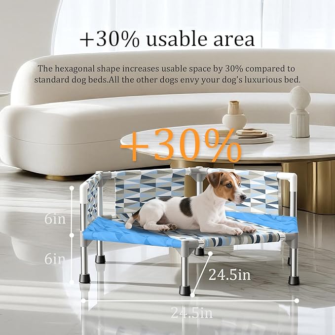 Elevated Dog Bed with Guardrail, Cooling Outdoor Pet Cot with 3-Sided - Image 3