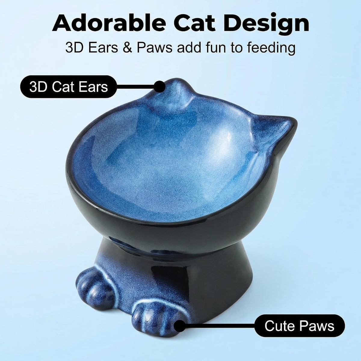 Nihow Elevated Cat Bowls,5 Inch Ceramic Raised Cat Food Bowl for Feeding