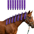 Horse Mane Bags for Horses - Protect Mane from Wind, Sun & Mud - Anti-Tangle & Anti-Breakage - Nylon Washable - Set of 8 (Purple & Black) (Purple)