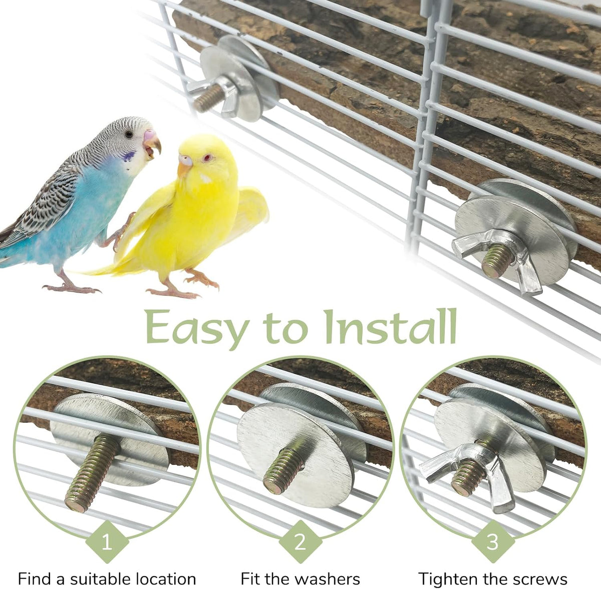 Bird Perches for Cage 4pcs Flat Parrot Platform Stand Cork Bark