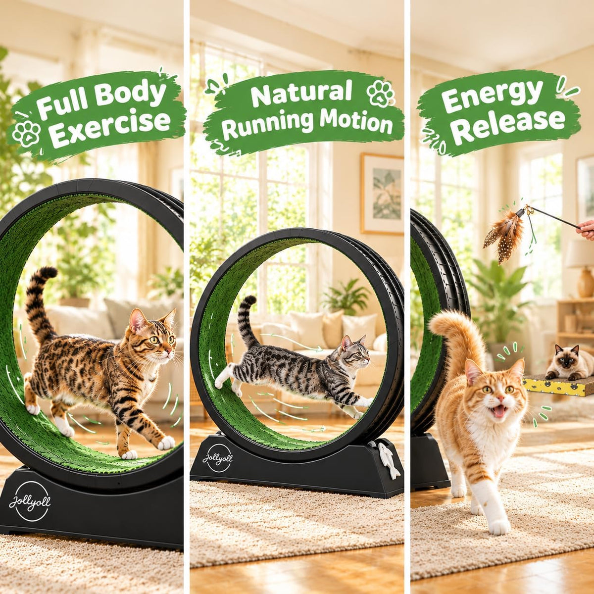 Cat Exercise Wheel for Indoor Cats, 33" Cat Wheel with Quiet TPE Roller & Paw-Friendly Running Mat & Large Space, Suitable for Weight Loss, Playing, Fitness & Pent-Up Energy - Kitty Pink