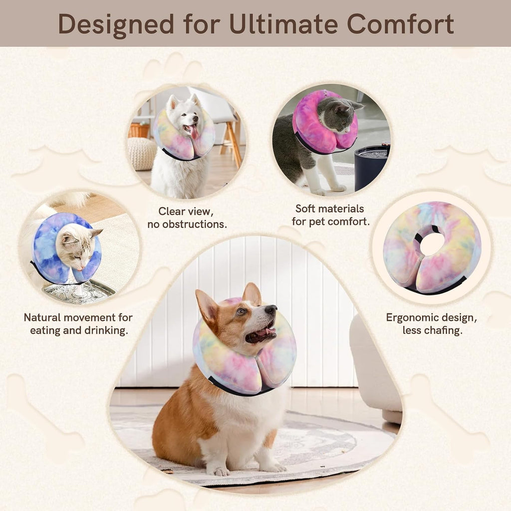 Inflatable Dog Collar, Potective Recovery E Collar for Dogs and Cats, Soft Pet Cone Collar for Small Medium Large Dogs and Cats