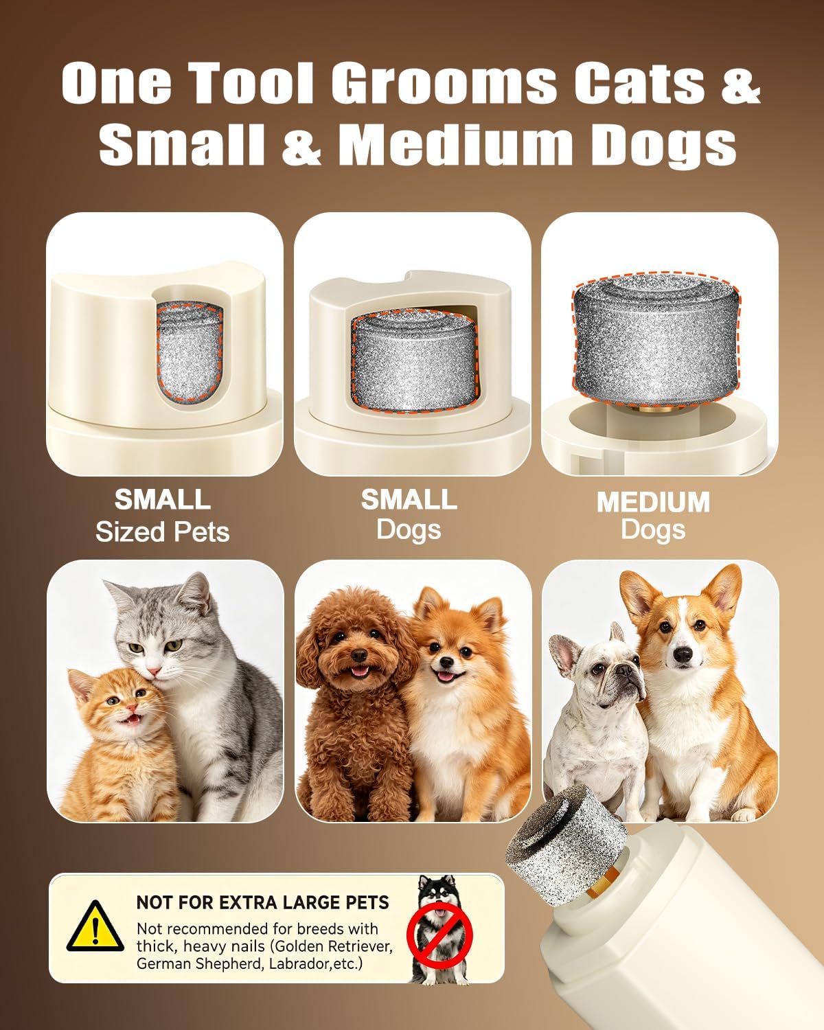 2-in-1 Quiet Dog Nail Grinder & Paw Trimmer Kit with LED Light