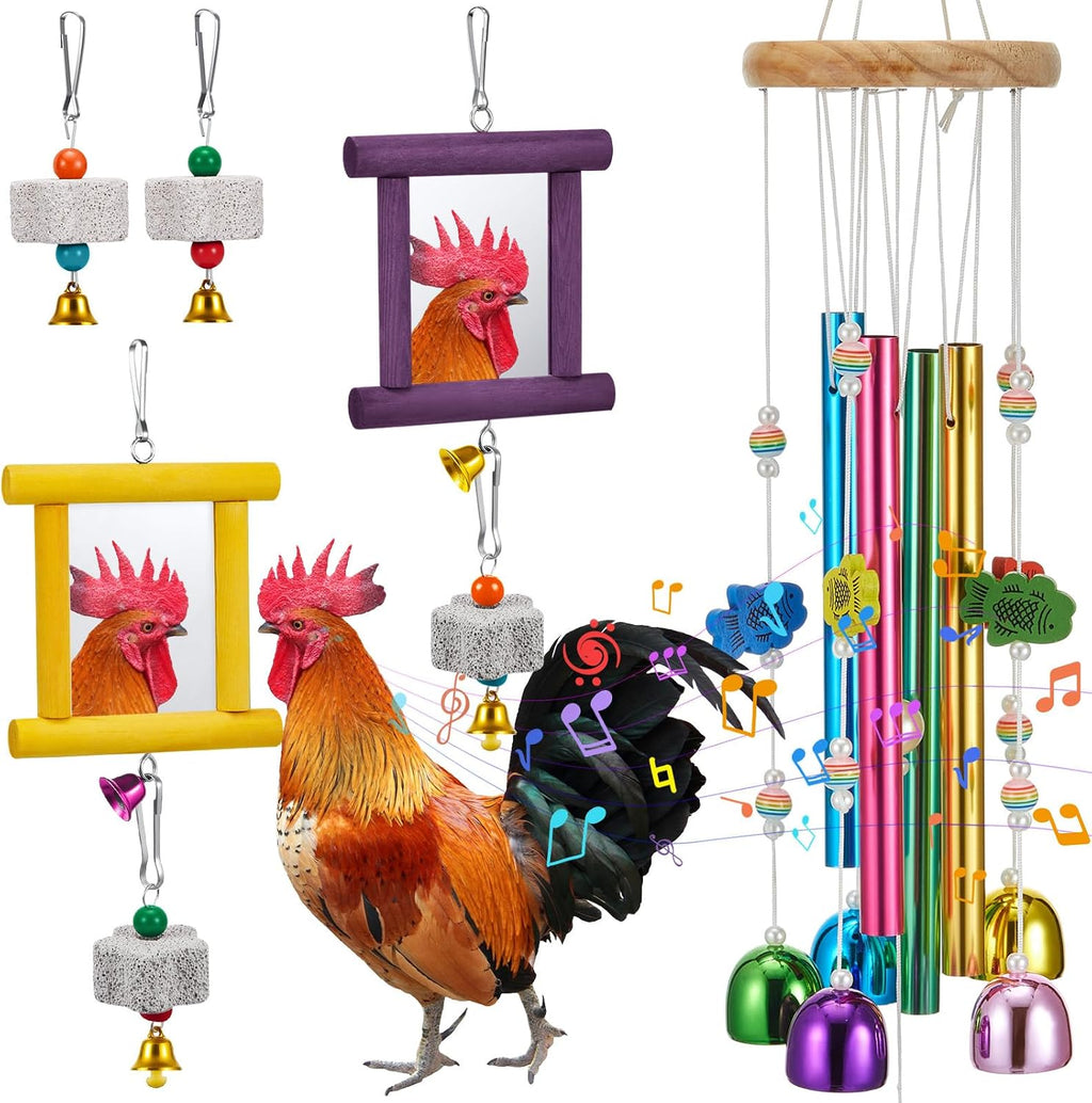 VioraWhite 7 Pcs Chicken Toys, Mirror Grinding Stone, Yellow, Purple