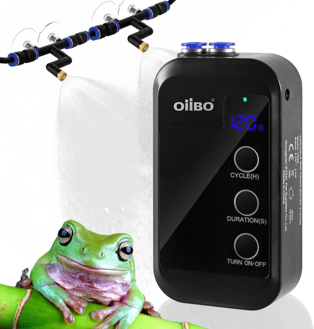 Reptile Mister, Reptile Humidifier Rainforest Spray System with Adjustable Spray Nozzles, Mini Automatic Misting System for Reptile Amphibians