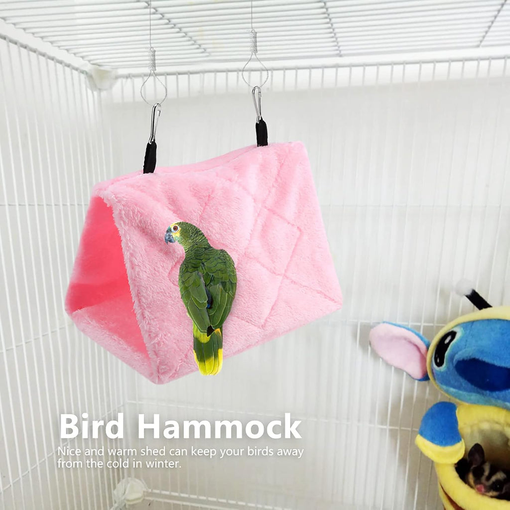 Tiiyee Plush Bird Hammock, Hanging Bird Nest House Parrot Sleeping Bed Shed Hut Cave Cage Tent Winter Warm Nest for Parakeet Cockatiels Cockatoo Lovebird Hamster Pet Toy Pouch Cotton Hideaway