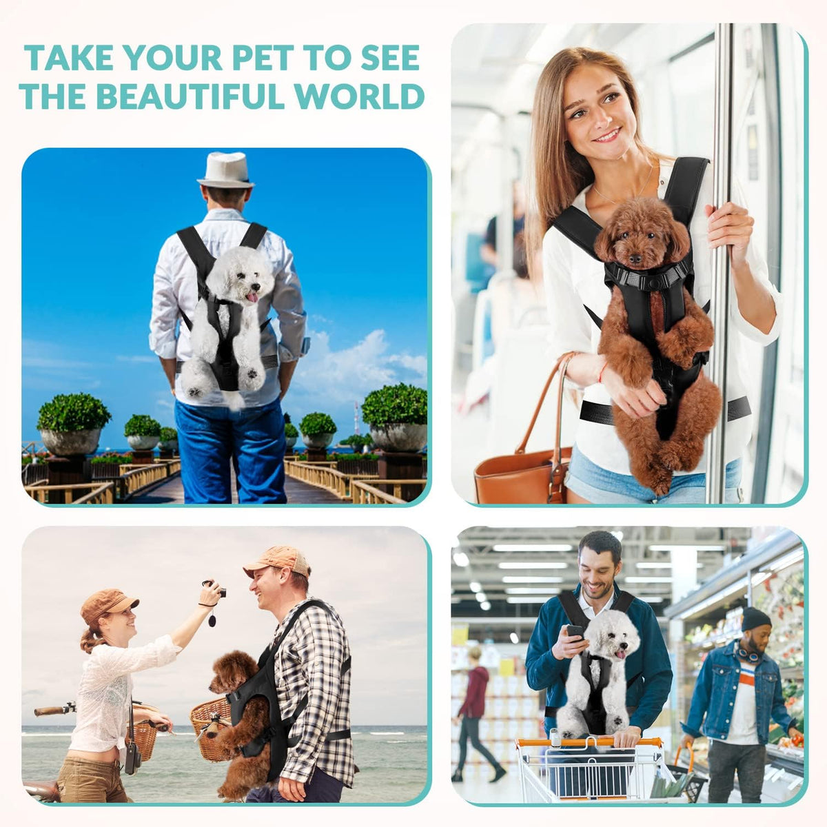 Lukovee Dog Backpack Carrier, Adjustable Front Carrier for Small Breeds, M