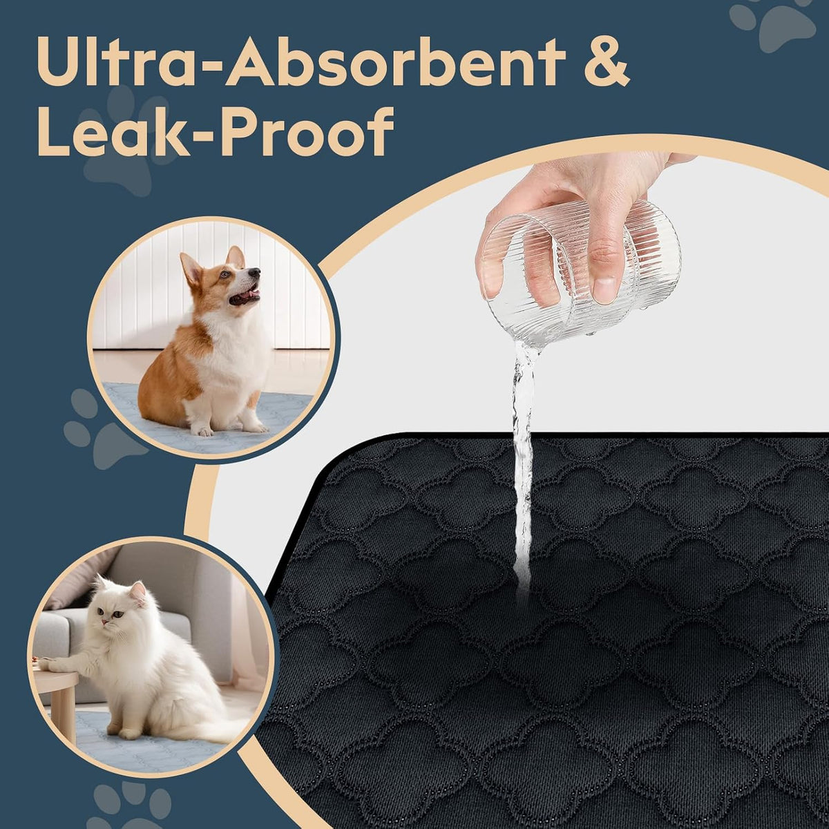 FunFurry Washable Puppy Pads - 2 Pack Reusable, Waterproof Training Pads, Guinea Pig Cage Liner with Non-Slip Backing (Dark Grey, 31" X 36")