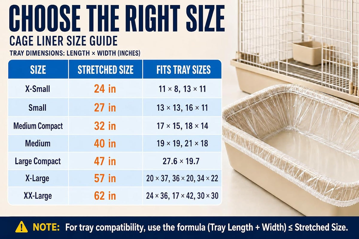 50 PCS Disposable Rabbit Cage Liner Bags, Thickened Small Animal Litter Tray Liners with Elastic Edge, 3-Second Quick Cleanup for Bunny, Guinea Pig, Ferret, Chinchilla and Cat, 40-Inch Stretched Size