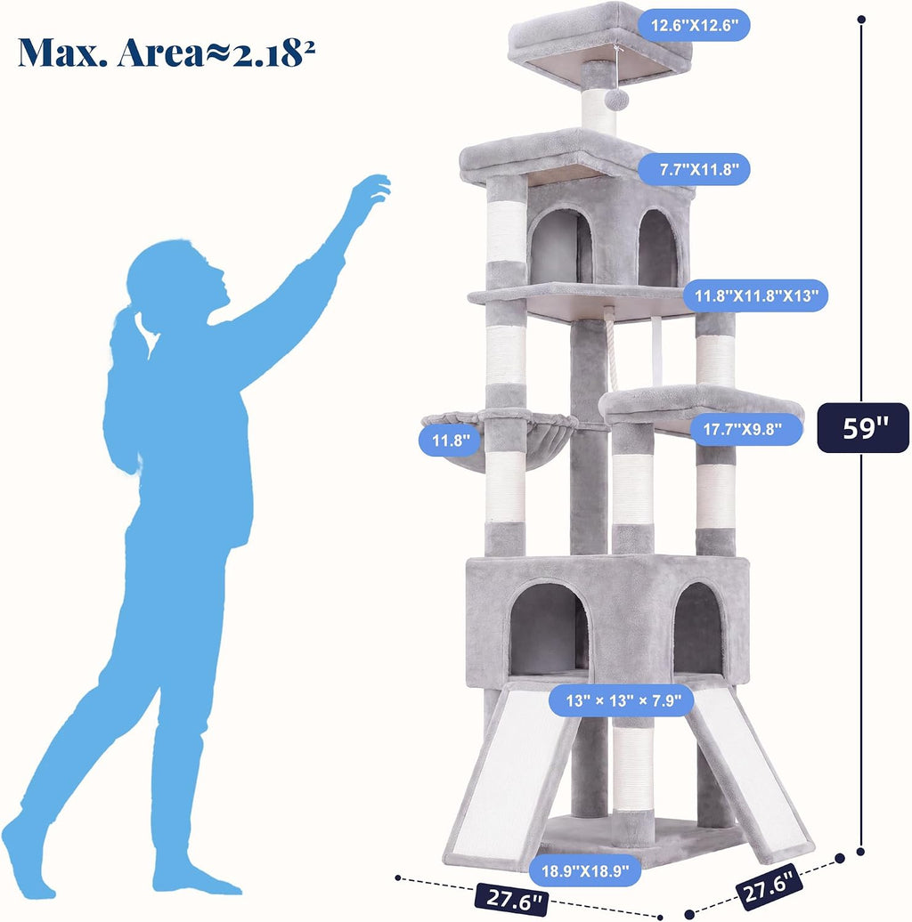 Hey-brother Cat Tree Tower, Extra Tall Multi-Level Corner Design, MPJ087W