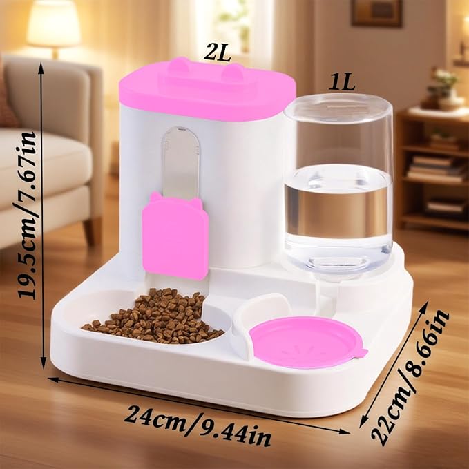 Gravity Cat Feeder and Water Dispenser, 2 in 1 Automatic Cat Feeder, 2 Pack - Image 2